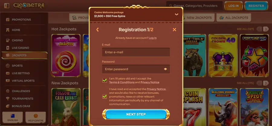 Cleobetra casino registration bonus up to AUD 2500 and free spins