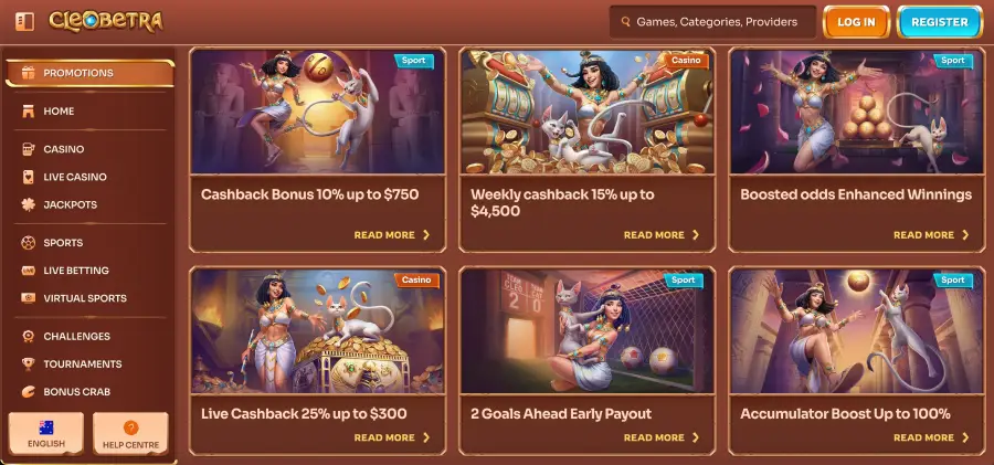 Cleobetra casino reload bonus and 15 percent cashback offer
